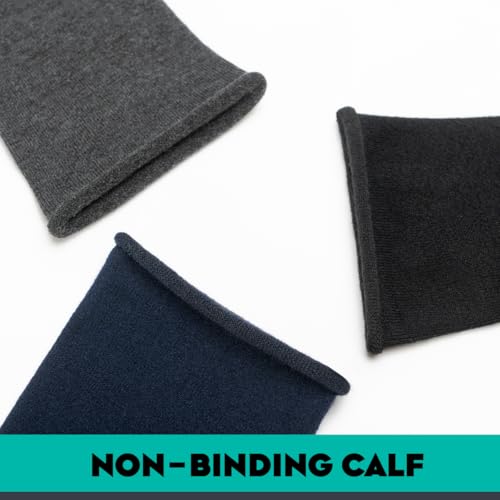 LIXIA Men's Non Binding Merino Wool Socks 3/6 Pairs Pack- Wide Calf Good for Circulation - No Compression Warm Breathable2