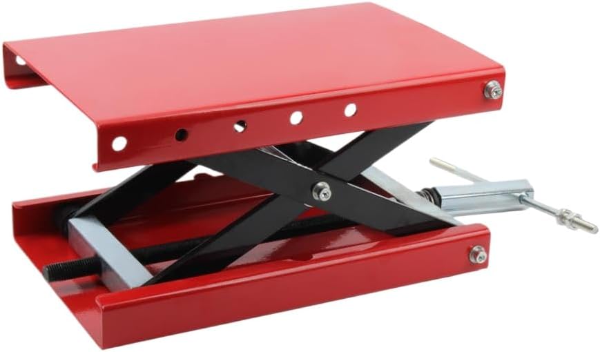 Motorcycle Scissor Lift Jack 1100 LBS with Wide Deck and Pin Steel Repair Tools Compatible with Motorcycle