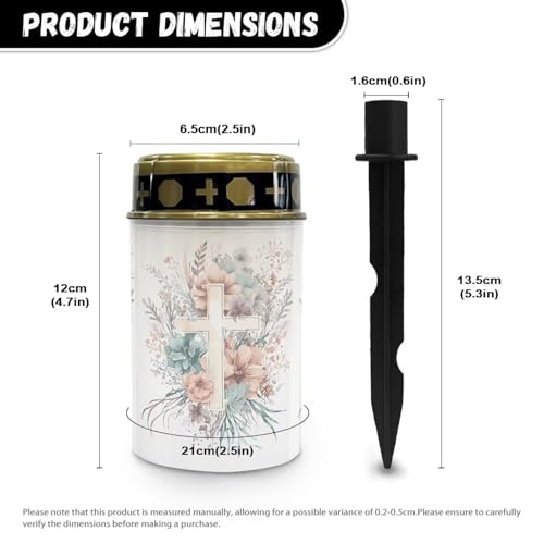 Image of Cross and Floral Light for Prayer Cemetery Solar Lights for Grave Cemetery Decor Candle Lamp Waterproof Solar Power Light Eternal Lights for Graves Cemetery Memorial Gift 2 PCS