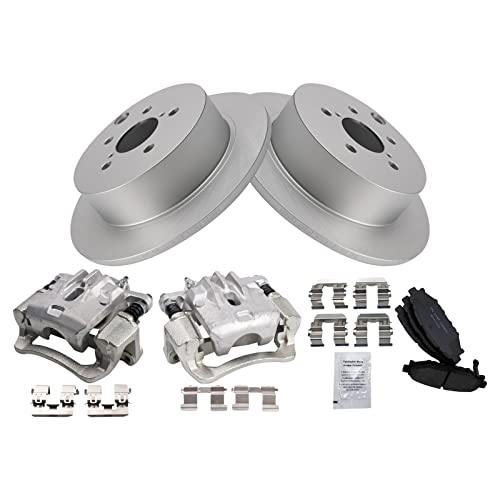 Image of TRQ Rear Brake Pad and Rotor Set Ceramic Coated Rotors Calipers | For 2014-2018 Subaru Forester 2012-2019 Impreza 2013-2015 XV Crosstrek 2016-2019 Crosstrek