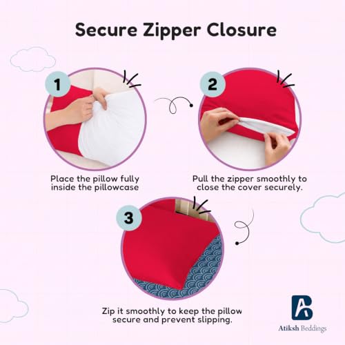 Image of Atiksh Beddings 13x18 Inch Zipper Closure Toddler Travel Pillow Cases Pack of 2 - 100% Soft Egyptian Cotton, 600 Thread Count, Small Travel Pillowcase Covers for Kids & Baby Pillows Red