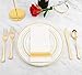 supernal 102pcs Gold Plastic Plates Disposable White and Gold Plates,Gold Plastic Dinnerware Include 51 Dinner Plate, 51 Dessert Plate Perfect for Birthday,Party,Wedding