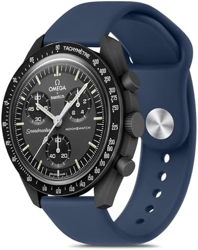 Meliya Bands for Moonswatch Watch, Soft Silicone Strap Compatible with Omega X Swatch Moonswatch Speedmaster/Rolex/SEIKO 20mm Watch, Swatch Omega Moonswatch Speedmaster Watch Replacement Band for Women Men (Navy Blue)