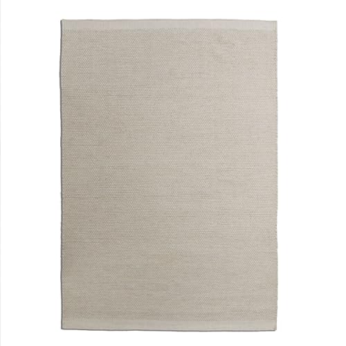 Steffensmeier Handweb Teppich Berlin | Wolle, Creme, handgewebt, Größe: 70x140 cm Wohnzimmer und Schlafzimmer