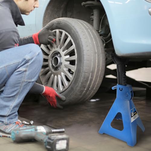 Image of 6 Ton (12,000 LBs) Automotive Jack Stands,Heavy Duty Steel Car Lifting Stand for Garages,Repair Shops,Adjustable Height 14.6 inch- 24 inch,1 Pair