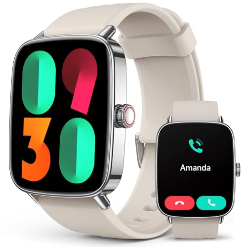 SOUYIE Smart Watches for Women Men, 1.85" AI Voice Smartwatch, 24/7 Heart Rate Monitor, Stress/SpO2/Sleep Tracker, IP68 Waterproof, Weather, 100+ Sports Fitness Tracker for Android iOS Khaki