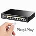 Cudy 8 Port Gigabit PoE Switch, 120 Watts PoE Budget, 8 10/100/1000Mbps PoE+ Ports, 2 Gigabit Uplink Ports , 802.3at, 802.3af, 1/2 (+), 3/6 (-), Fanless, Plug and Play, GS1010PE