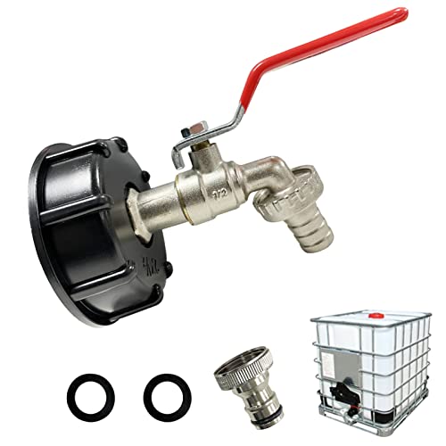 Robinet Cuve 1000L,Robinet pour IBC Robinet Recuperateur Eau De Pluie Adaptateur De Cuve Robinet,Adaptateur De Réservoir De Vidange,Robinet en Laiton...