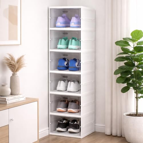 Image of Senego by Trendy Home Shoe Rack (6-Layer) Foldable Sneakers Box, Collapsible Storage Organizer for Shoe, Slippers and Books, Storage Rack for Living Room, Multipurpose Cabinet Organizer (White)