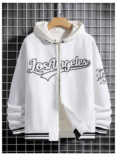 SOLY HUX Men's Varsity Jacket Zip Up Letter Print Striped Long Sleeve Streetwear Baseball Jacket3