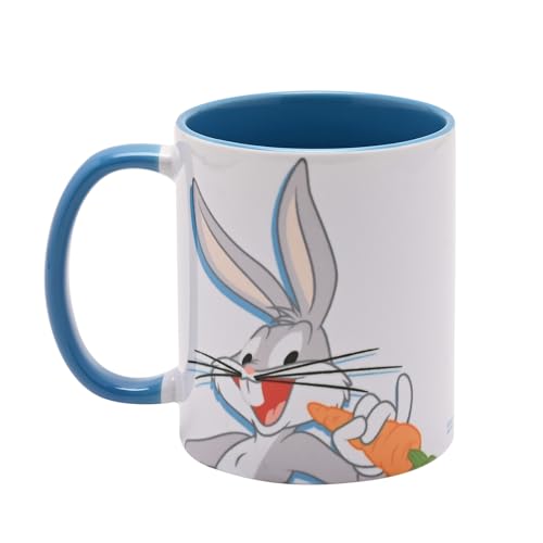 Looney Tunes Bugs Bunny Ceramic Light Blue Mug (320ml / 11oz)| Warner Bros Official Merchandise | Funny Novely Cartoon Gift for Adults & Kids | Tea, Coffee & Hot Drinks Drinking Cup