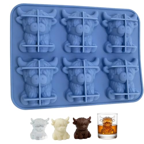 Molde de silicona para cubitos en forma de vaca Highland miniatura 1