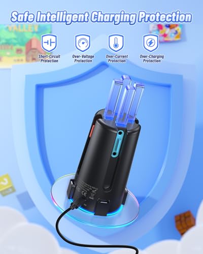 Image of [Switch 1 /2 Compatible] FASTSNAIL Charging Dock for Nintendo Switch 2 /1 for Joycon 2, 8 in 1 Fast Controller Charger Station with 9 RGB Light, Dual-Direction Magnetic Stand for Joycon Accessories