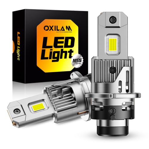 Image of OXILAM D2S LED Bulbs, 1200% Ultra-Bright, 1:1 Mini Housing, Built-in Anti-Flicker CANbus, IP68 Waterproof, Long 60,000-Hour Life, Plug-and-Play, Pack of 2