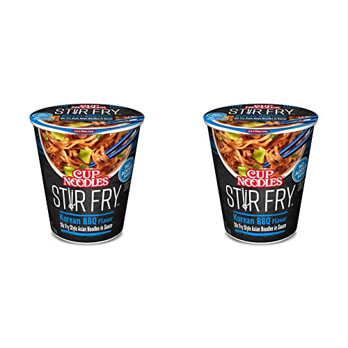 Image of Nissin Cup Noodles Stir Fry Noodles in Sauce, Korean BBQ, 2.89 Ounce (Pack of 12)