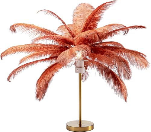 Kare Design Lampada da tavolo Feather Palm, oro/arancione scuro, abat jour, lampada comodino, stile boho, elegante, lussuosa, esotico, 60x50x50cm (A/L/P), lampadina non inclusa