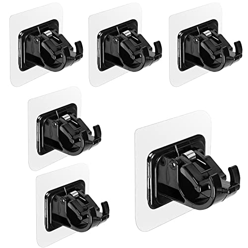 Honatrv 6 Piezas Soportes para Barras de Cortina sin Perforación Gancho Autoadhesivo para Cortina para Casa Salón Cocina Baño Hotel (Negro) Cover
