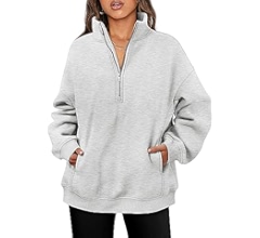 ナゴンスタンス docking pullover グレー M one size Amazon.com: Nkgra Womens Oversized Quarter Zip Sweatshirt