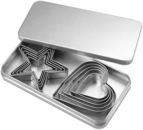 Xueerde 10Pcs Cookie Cutters Set Stainless Steel Biscuit Cutter Love Heart Shape and Star Shape Baking Vegetable Donuts Shape Cutters