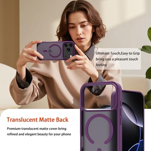 Image of Magnetic for iPhone 17 Pro Phone Case, [Compatible with MagSafe], Screen Protector X1, [Military Grade Drop Protection],Matte Finish,Slim,Shockproof,Protective (Deep Purple, iPhone 17 Pro)