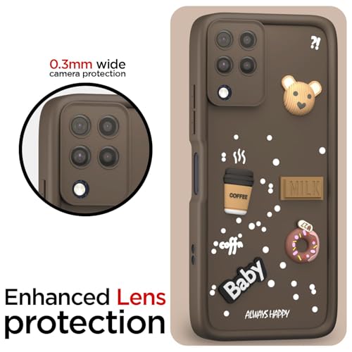 Image of Bintage Ball Bear| Donut| Milk Cake| Baby| Coffee Rubber Case Full Body & Camera Protection Back Cover Compatible for Samsung Galaxy A22 4G - Brown