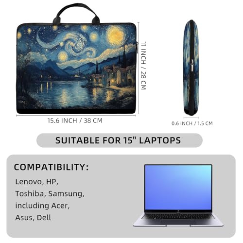 Funda para portátil estilo Van Gogh 15 pulgadas miniatura 2