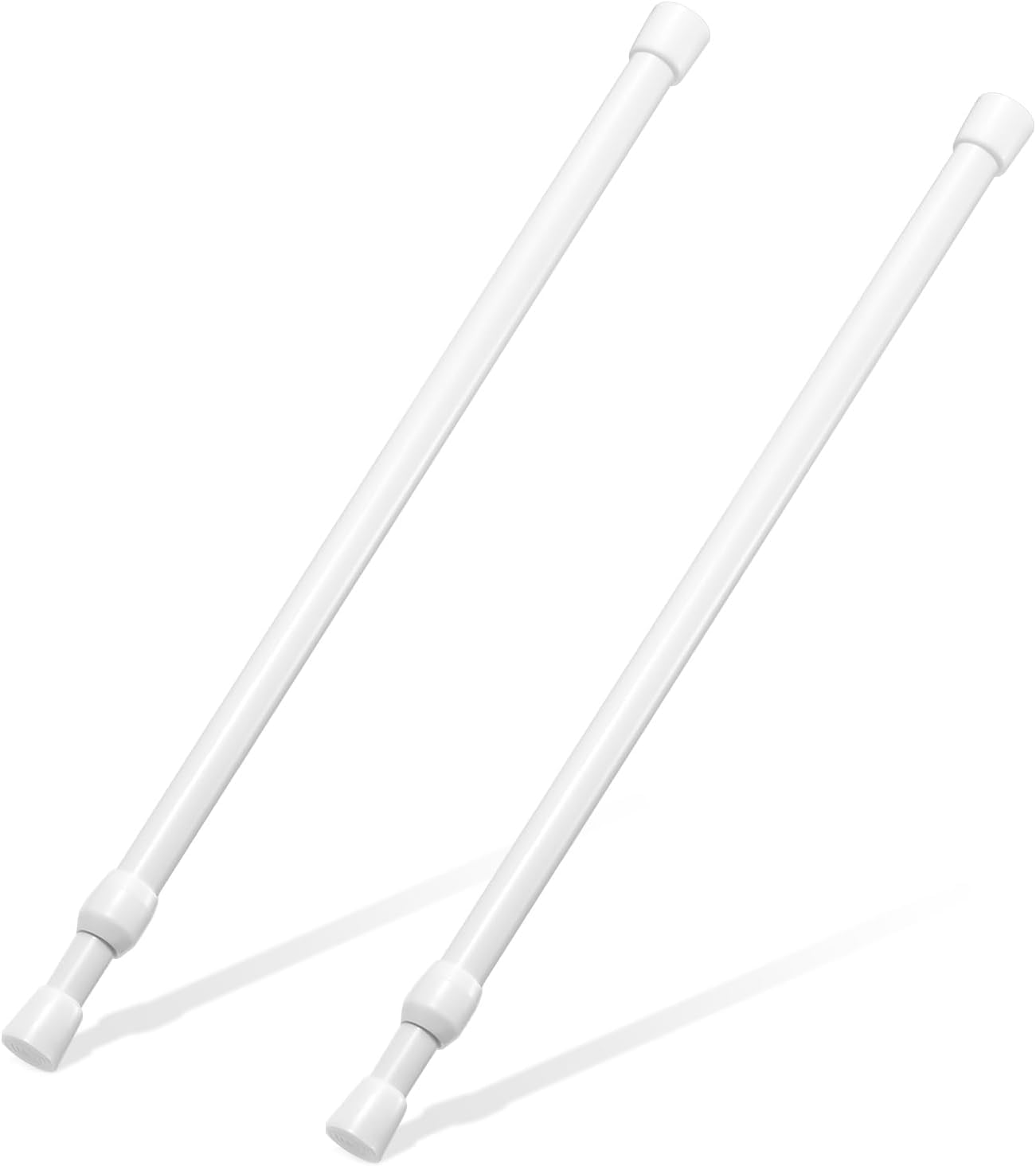 2 PCS 103-190cm Curtain Poles Telescopic Tension Curtain Rail No Drill Adjustable Tension Rod Shower Rail Curtain Pole for Kitchen Cupboard Bathroom Window White