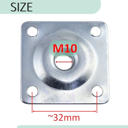 AERZETIX - C73014 - Set mit 10 M10 43/43 mm Wendeplatte Basis befestigungshalterung Montage Verstellbarer möbelheber einstellbar