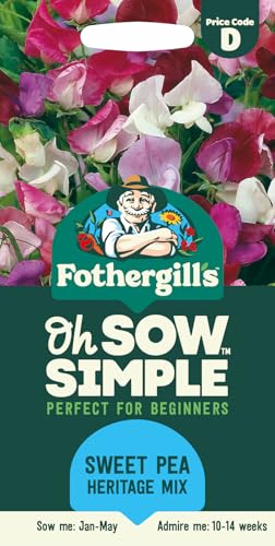 Fothergills Oh Sow Simple Sweet Pea Heritage Mix Flower Seeds Sow: Jan-Apr Varied