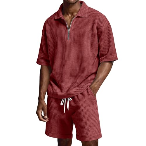 Polo et short gaufré homme ensemble d'été décontracté chic