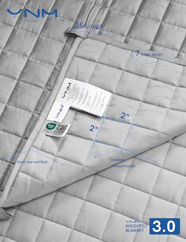 Image of YnM Cooling Weighted Blanket for Adults, 7lbs Heavy Bed Throw for One Person of 60lbs, Perfect for Hot Sleepers or Warm Climates with Rayon /Glass Beads(41x60 Inches,Twin Bed, Light Grey)