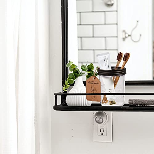 Mason Jar Toothbrush Holder- Rustproof Stainless Steel - Holds 2 Toothbrushes And Toothpaste,With Chalkboard Labels - Farmhouse Décor Bathroom Countertop And Vanity Storage Organizer,Bronze #TOP5