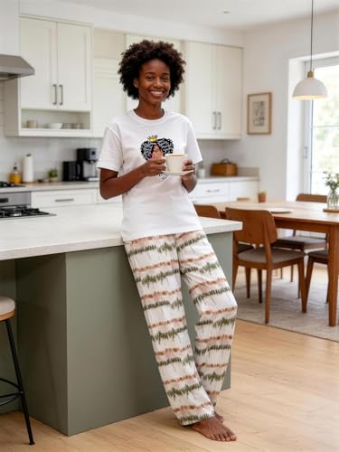 Image of Black History Pajamas, Graphic Matching Sets for Women, Magic Afro American Natural Hair Vintage Melanin T-Shirts and Pants