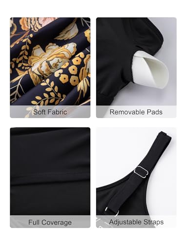 Image of Arolina Tankini Swimsuits for Women Tummy Control Two Piece Bathing Suits Flowy Swim Tops with Boy Shorts