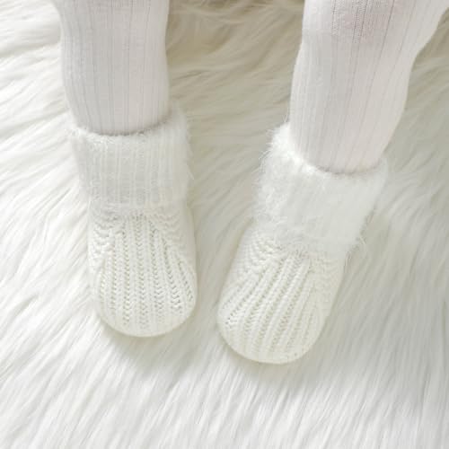 DovFanny Baby Booties Newborn Baby First Shoes Cozy Warm Knit Booties Slippers for Infant Boy Girl3