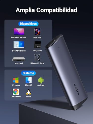 UGREEN Carcasa SSD M.2 NVMe USB C 3.2 Gen 2, 10Gbps Caja para Disco Duro PCIe Case Support UASP y Trim, Compatible with 4TB M/M+B Key 2230/2242/2260/2280 (Not Compatible with SATA) - imagen 5