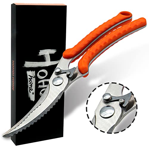 Heavy Duty Poultry Shears Spring Loaded Kitchen Scissors,Chef Scissors For Bone, Chicken, Fish, Food, Meat,Crab Orange #TOP30