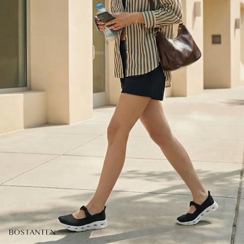 Image of BOSTANTEN Comfortable Mary Jane Sneakers for Women - Lightweight & Breathable, Slip On Casual Shoes 2026, Wide Toe Box, Cushioned Sole for All-Day Walking /Work