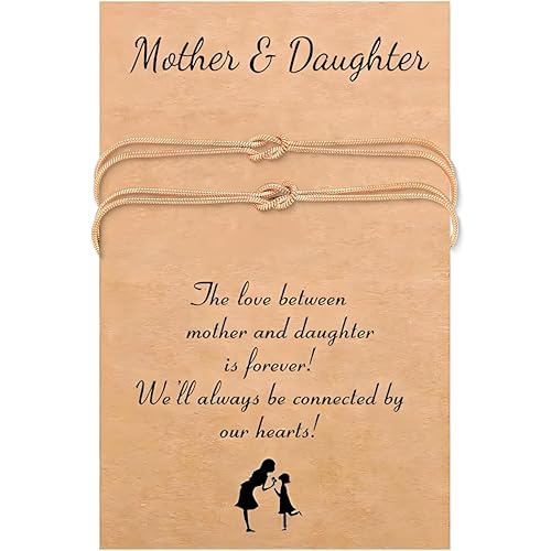 Mother Daughter Bracelets, 2Pcs Gold Knot Love Trendy Bracelet Snake Chain Infinity Inspirational Adjustable Bracelet Holiday New Year Anniversary Meaningful Jewelry Gift