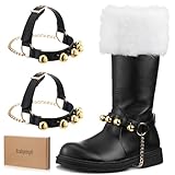 Realspring 2 Pcs Christmas Santa Claus Boots Brass Bells for Halloween Christmas Costume Black and Yellow
