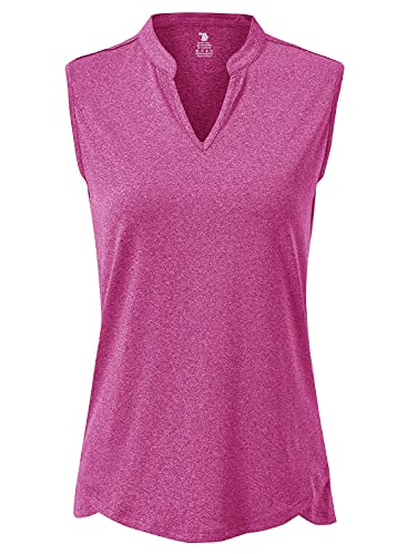 Image of BGOWATU Women's Golf Polo T-Shirts Sleeveless V Neck Collarless Tennis Shirts UV Protection Quick Dry Lightweight