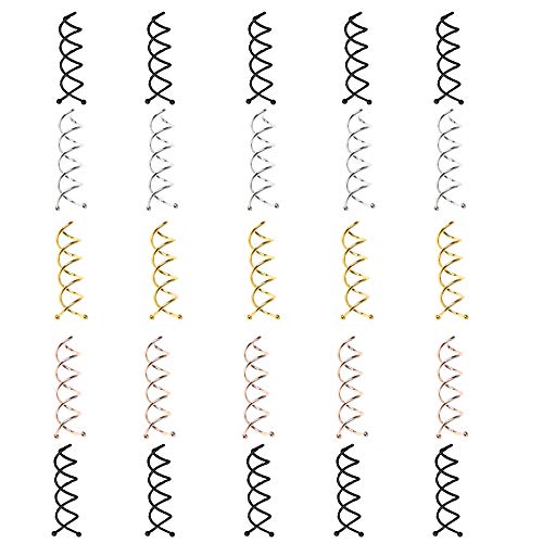 ATROPOS 50 pieces Spiral Hair Pins,Spiral Hair Clips, Non-Scratch Round Tips Spin Pins for All DIY Hair Type