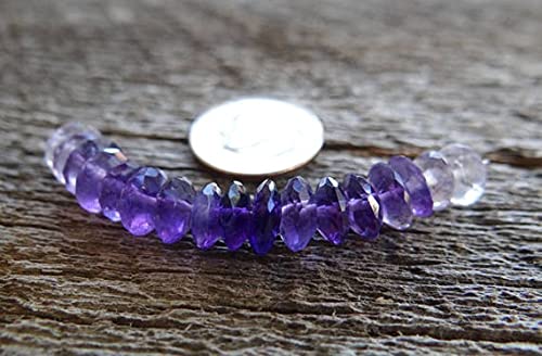Améthyste violette rondelle facettée 7mm : lot de 15 mini perles pour enfilage de bijoux