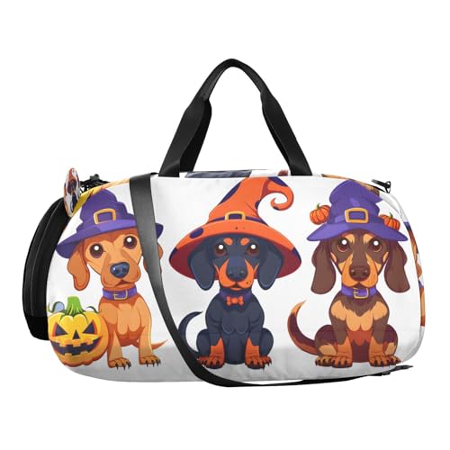 Duffle Bag for Boys or Girls with Shoes Compartment, Three Pumpkin Dog Sports Travel Bag Overnight2