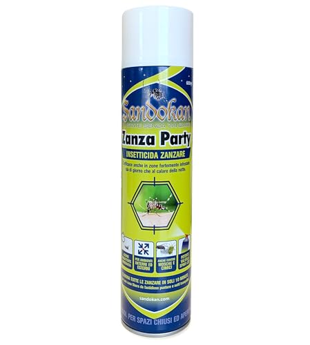 Sandokan, Zanza Party Insetticida Spray Zanzare Giardino 600 ml, Antizanzare per Esterno Potente con Valvola Jet, Azione Abbattente Rapida 10 Minuti contro Zanzara Tigre, Mosche e Cimici