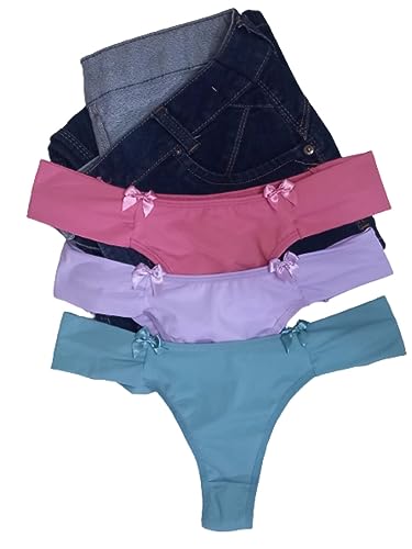 Kit 3 calcinhas tanga Ane fio duplo de Poliamida com lateral dupla forro algodão (M)