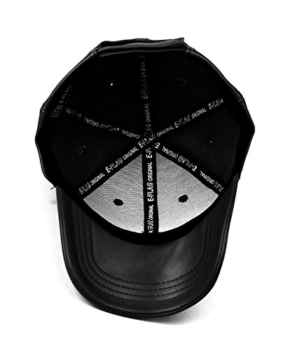 Nyfashion101 Unisex Adjustable Pu Leather Precurved Bill Baseball Cap Hat, Black #TOP4