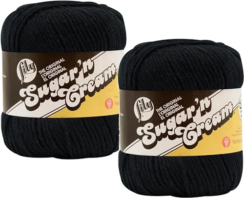 Bulk Buy: Lily Sugar 'n Cream 100% Cotton Yarn (2-Packs) ~ Solids ~ 4 oz. Super Size Skeins (Black SS #18040)2