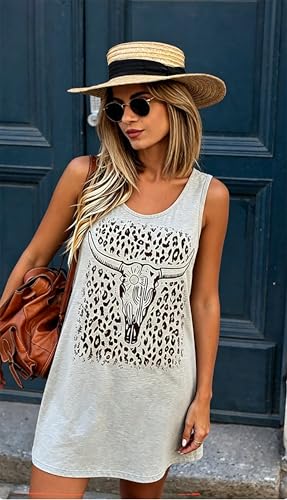 Image of Vintage Rock Country Music Dress for Women Rock Concert Band Graphic Tshirt Casual Letter Print Short Dress