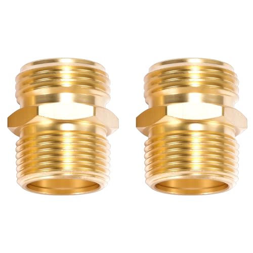 2 Pack 3/4" GHT to 3/4" NPT Male Connector, Brass Garden Hose Fitting, Male Hose Adapter - Thumbnail 4